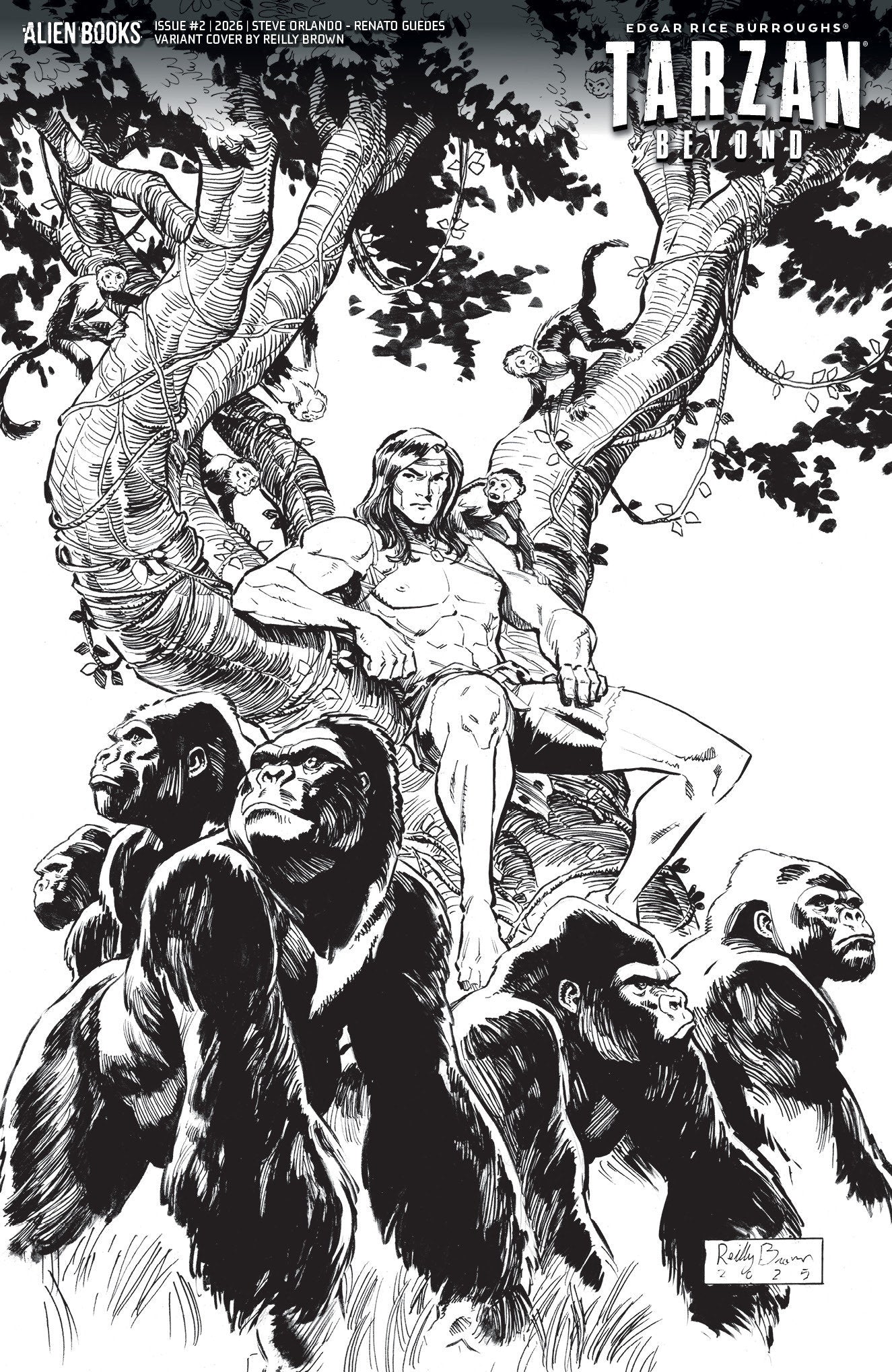 TARZAN BEYOND #2 CVR D REILLY BROWN B&W VAR