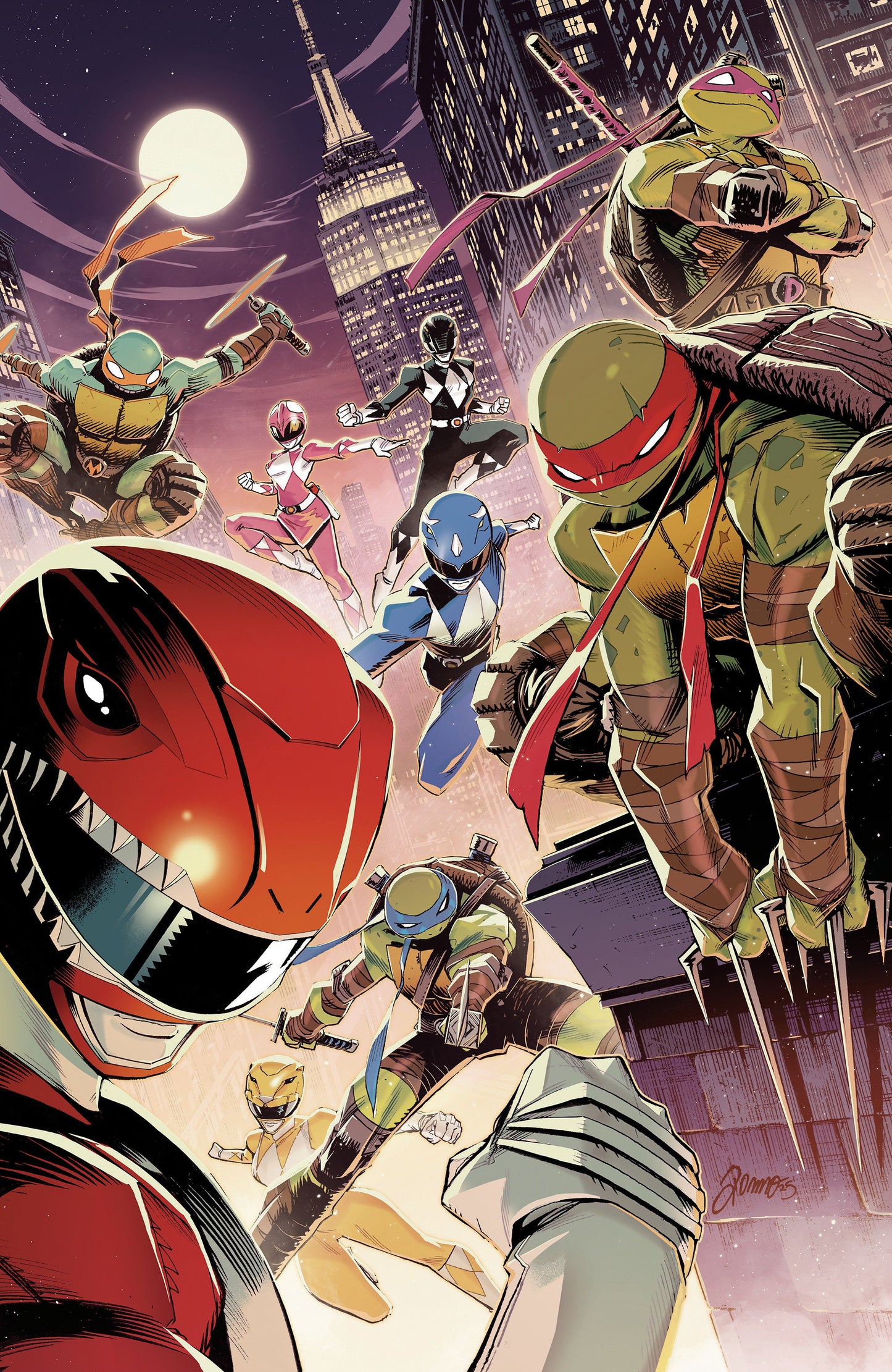 MIGHTY MORPHIN POWER RANGERS/TEENAGE MUTANT NINJA TURTLES III #5 CVR C ALESSIO ZONNO FOIL VAR