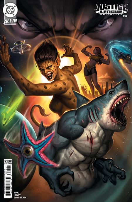 JUSTICE LEAGUE UNLIMITED #18 CVR E AARON BARTLING THINGS TO COME CARD STOCK VAR (DC K.O.)