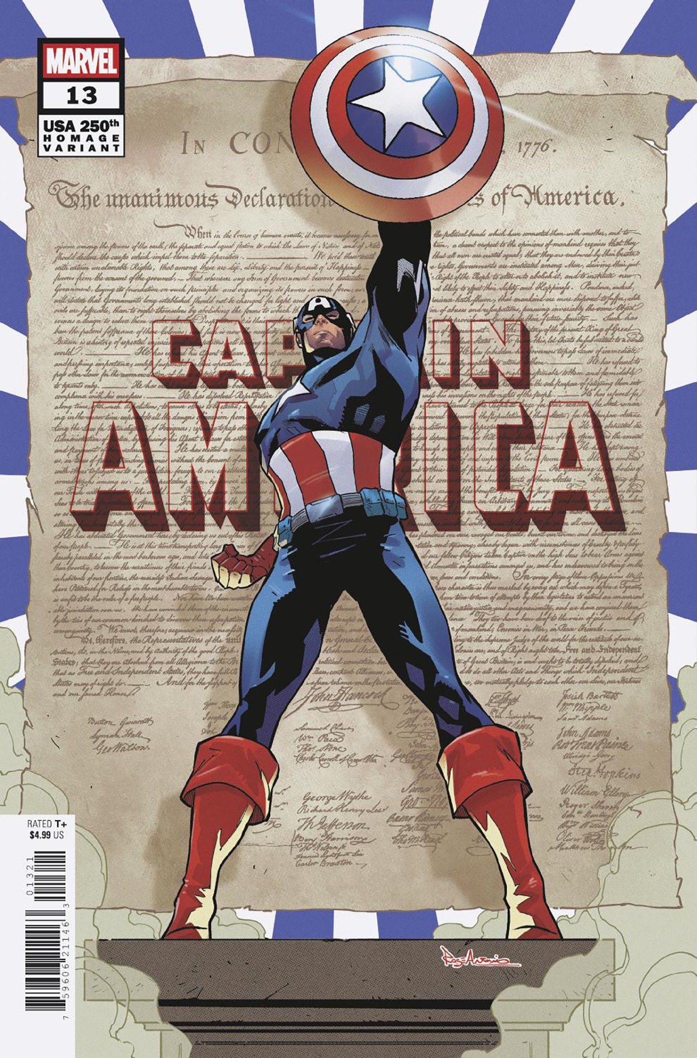 CAPTAIN AMERICA #13 CVR B ROGE ANTONIO 250TH HOMAGE VAR [ARM]