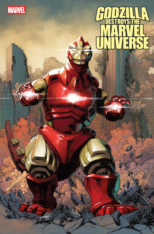 GODZILLA DESTROYS THE MARVEL UNIVERSE #3 DAVE WACHTER MARVELIZED IRON MAN-ZILLA VAR