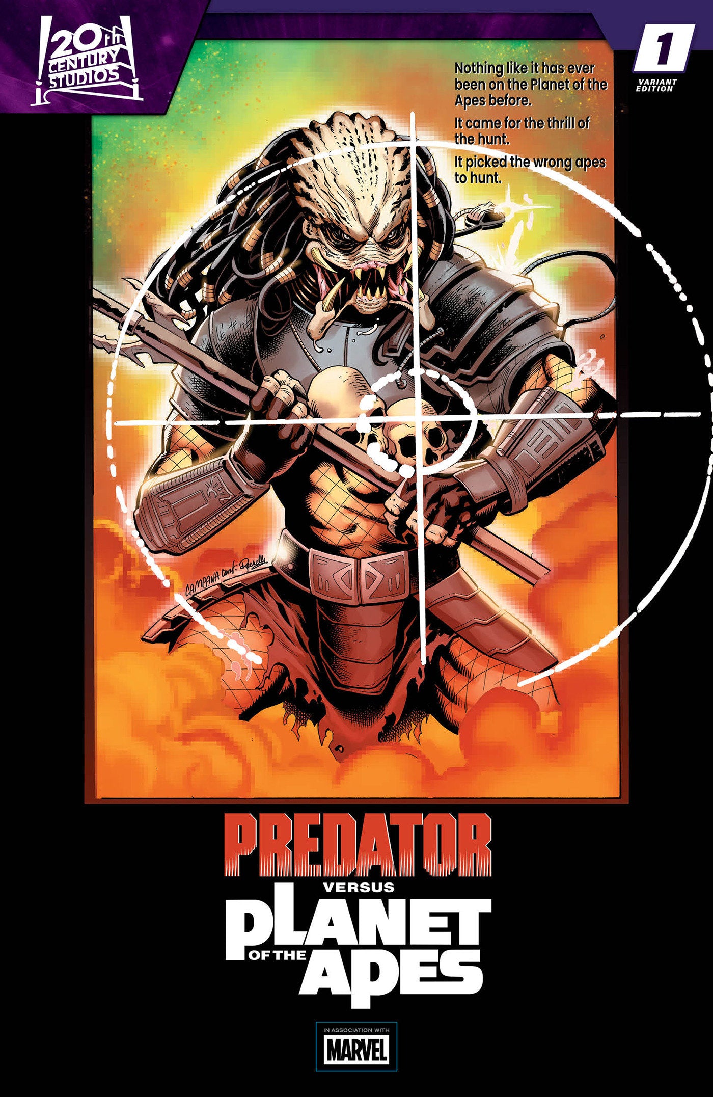 PREDATOR VS. THE PLANET OF THE APES #1 CVR C CHRIS CAMPANA MOVIE POSTER HOMAGE VAR